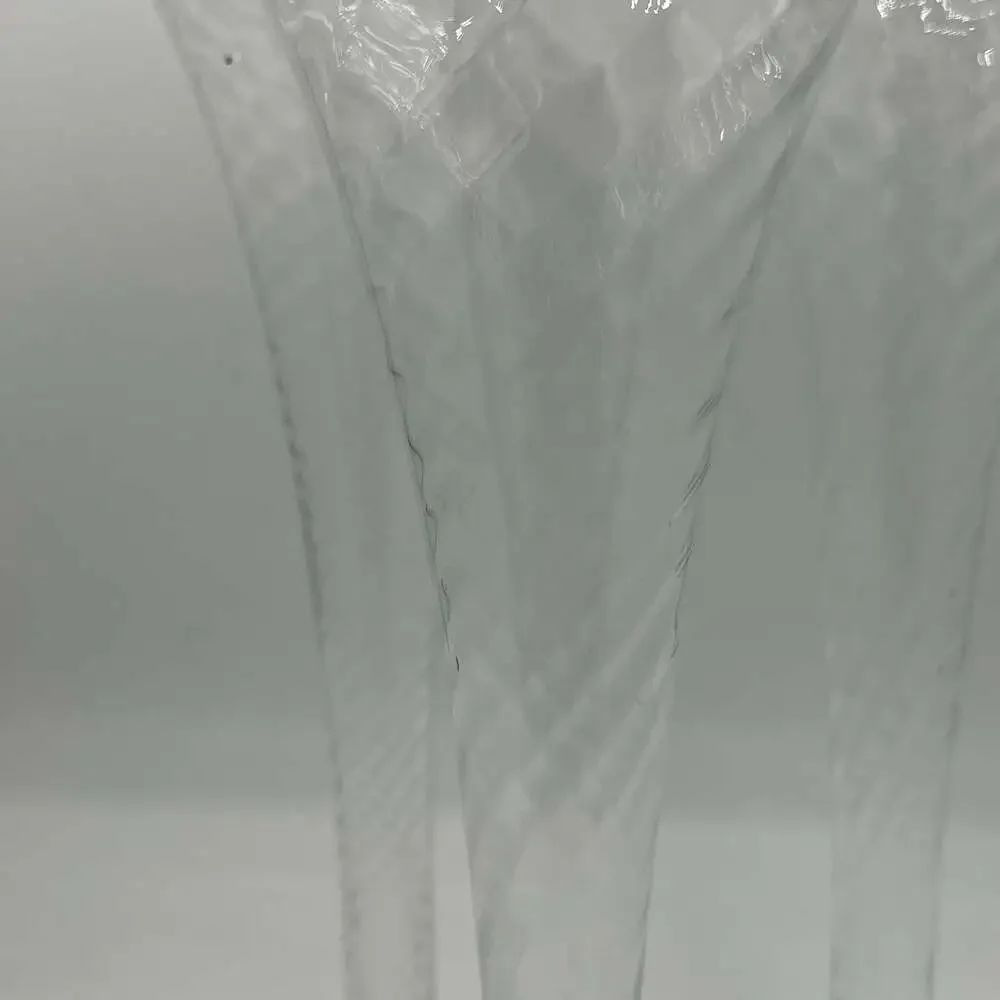 Set of 3 Crystal Optic Hollow Stemmed Glass Champagne Flutes Gorgeous 8 In. -